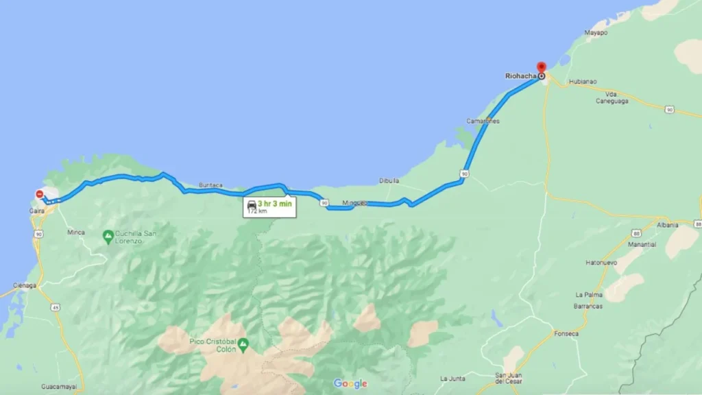 Recorrido por tierra desde Santa Marta hasta Riohacha, La Guajira.